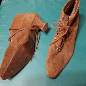 Suede Leather Brown Ankle Booties 8.5